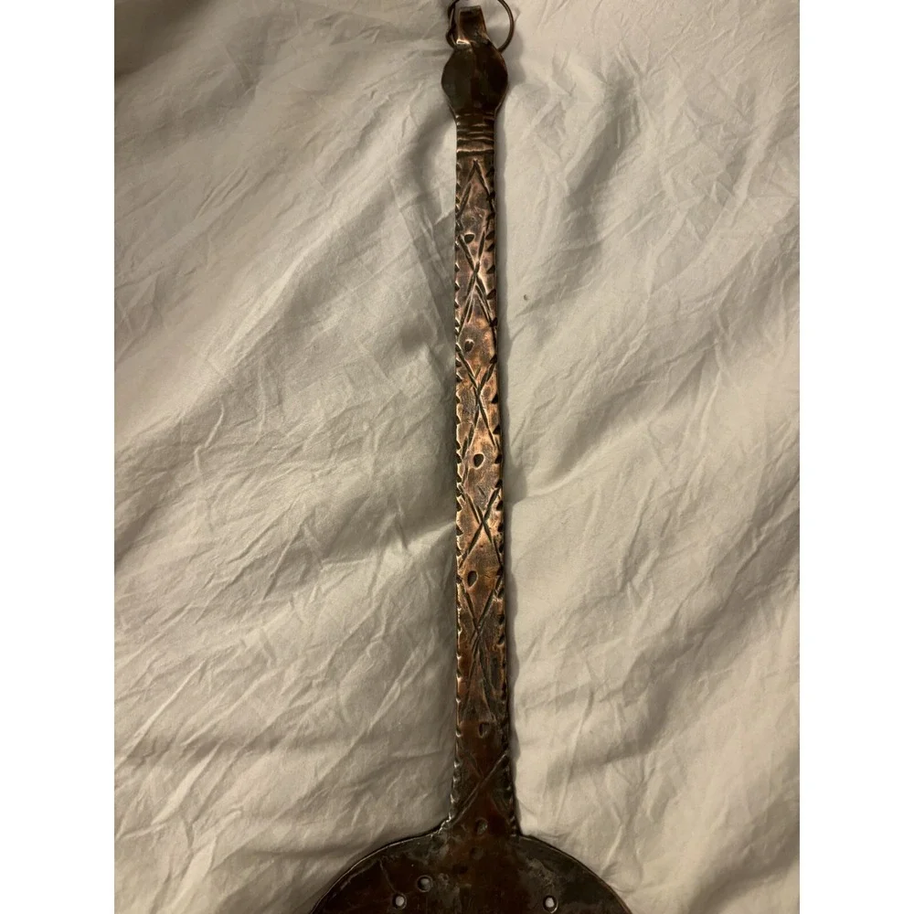 Copper Slotted Spoon - 18 Inches Long With Beautiful Detail On Handle!
